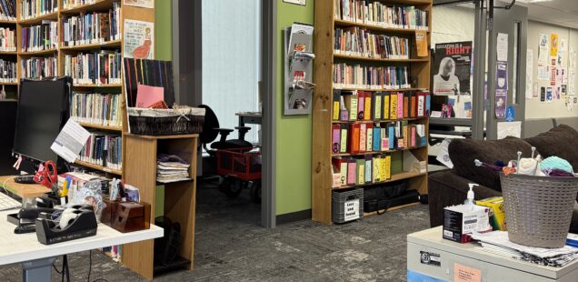 photo of GRCGED that shows bookshelves and the quiet room