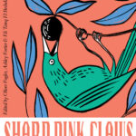 Book cover for Sharp Pink Claws: New Writing by Metonymy Press Authors • Vol. 1 with an image of a green bird hanging from a branch with blue leaves. The bird is eating a berry.